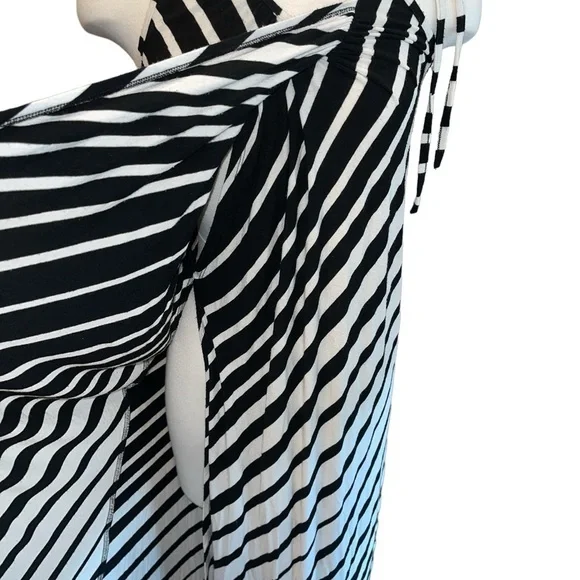 Ella Moss Women's Dress Size S Black/White Stripe Wrap Sleeveless Tie Shoulder - Picture 3 of 12